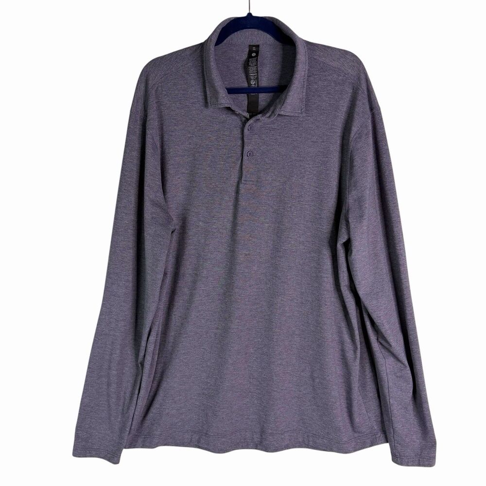 NWOT Lululemon Evolution Long Sleeve Polo Mens  Heathered Purple Gray Active XXL